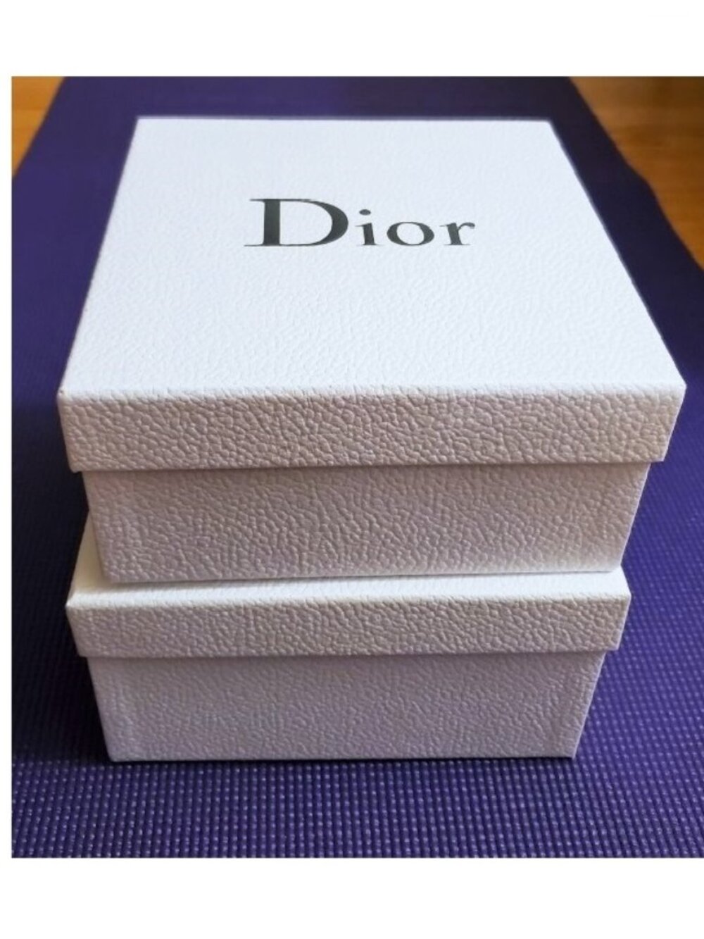 2 Dior White Gift Storage Boxes Grey Logo 8.25"x 8.25"x3.5" & 8.5"x 8.5"x 4"